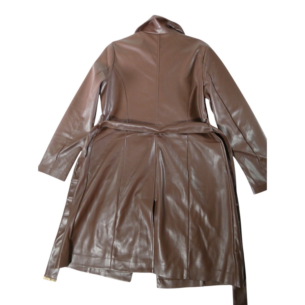 Marc New York‎ Faux Leather Trench Coat Women's Medium Brown M5MJ0365 – Belted - Picture 4 of 11